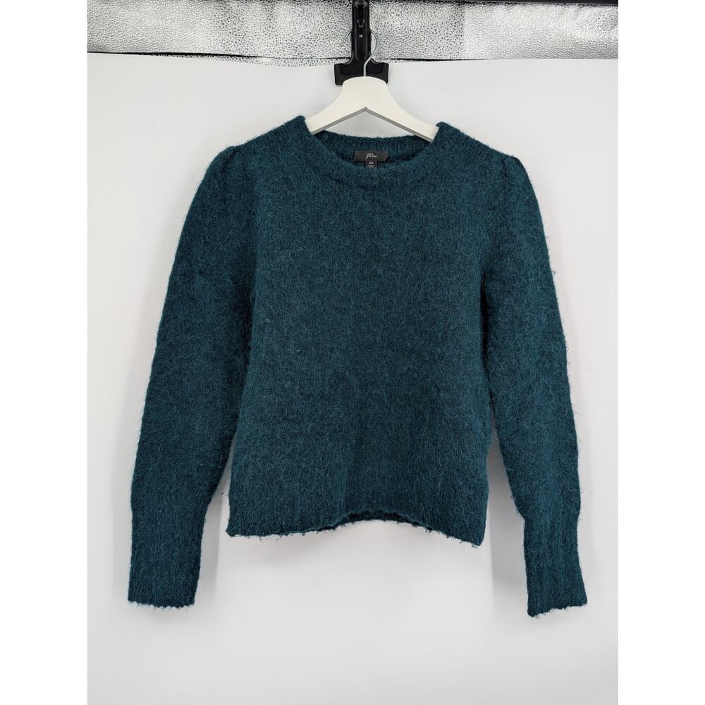 J Crew Alpaca Merino Wool Emerald Green Sweater XS Crew Neck Cold Weather
